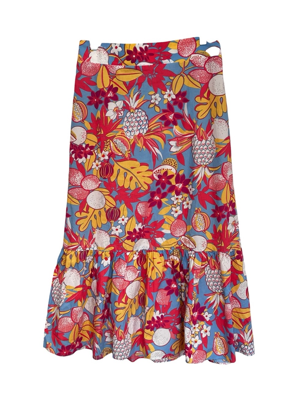 Talbots Women’s Fruits‎ and Flowers Poplin Tiered Maxi Skirt Sz MP